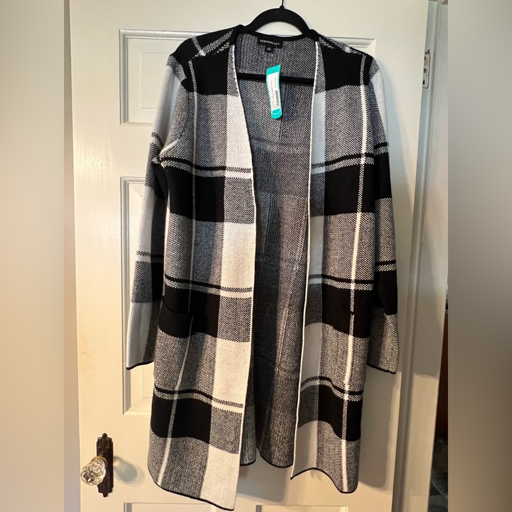 Stitch Fix Fortune + Ivy Black and White Women's Open Cardigan